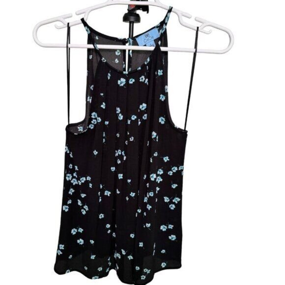 CeCe | Halter Camisole Top Black Blue Floral Print - Size Small 7030032 - Picture 1 of 5